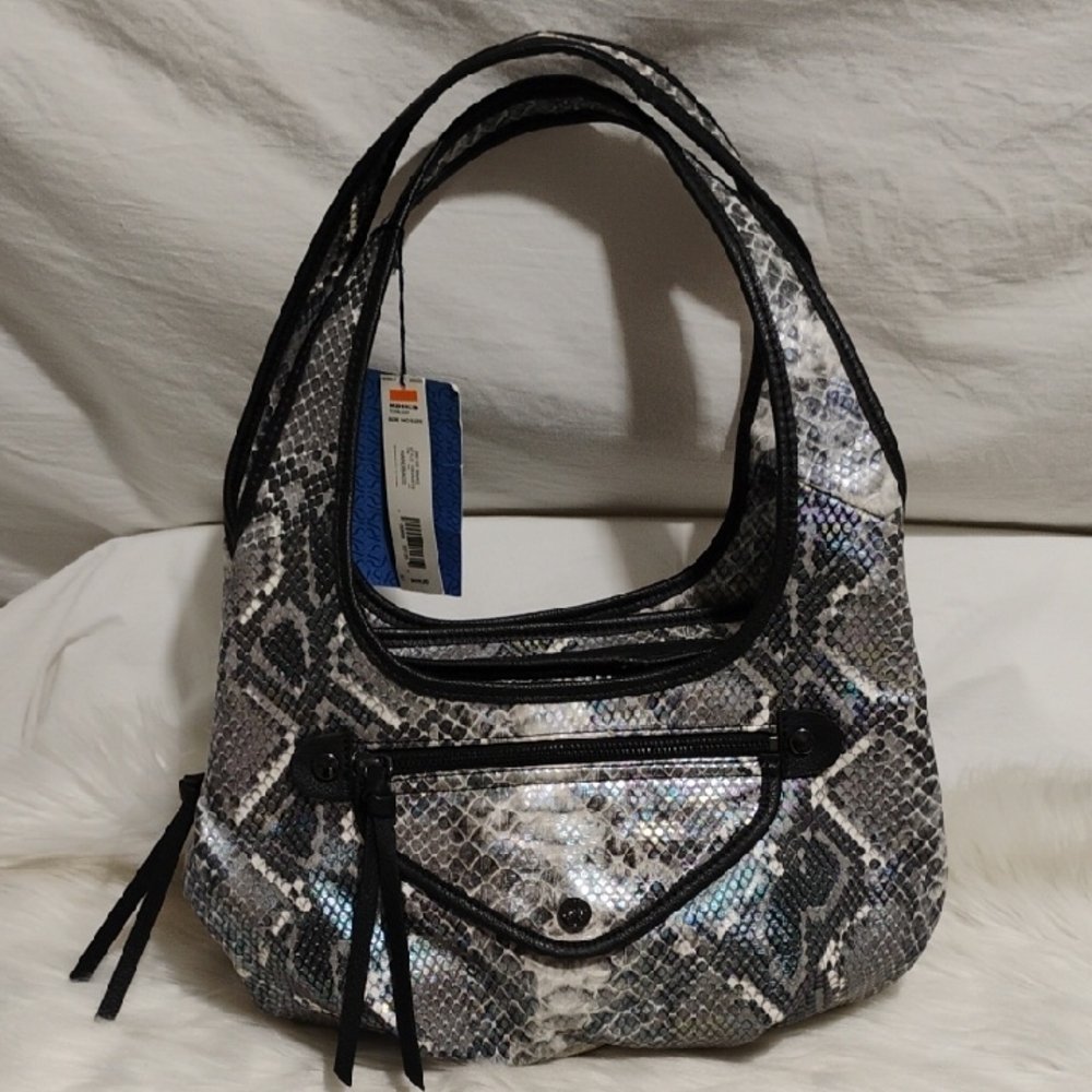 SALE! NWT Simply Vera Vera Wang Black/ Gray Faux Ice Snake Shoulder Bag